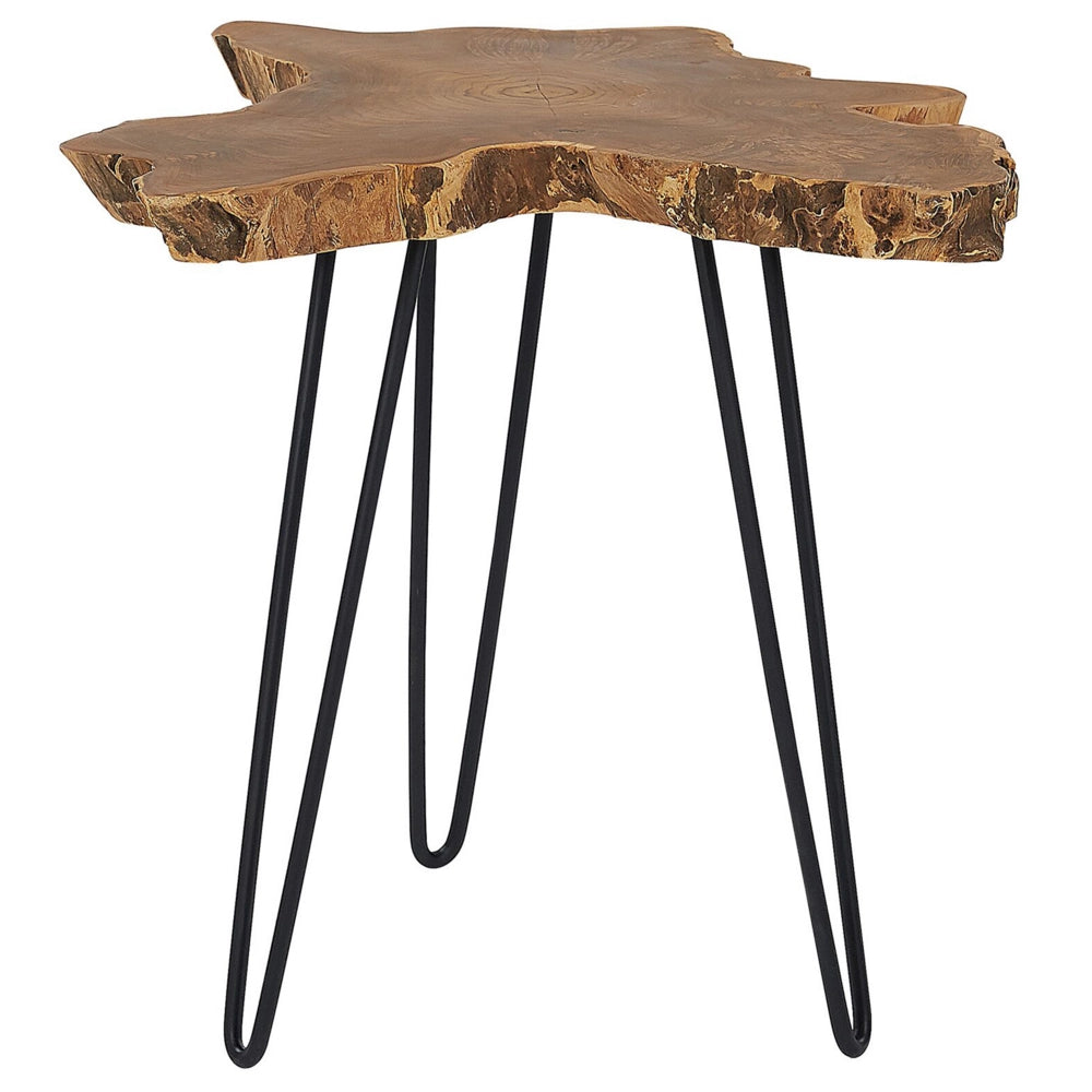 Set di 2 tavoli a nido in marrone scuro Java con Gambe Nere Rustico
