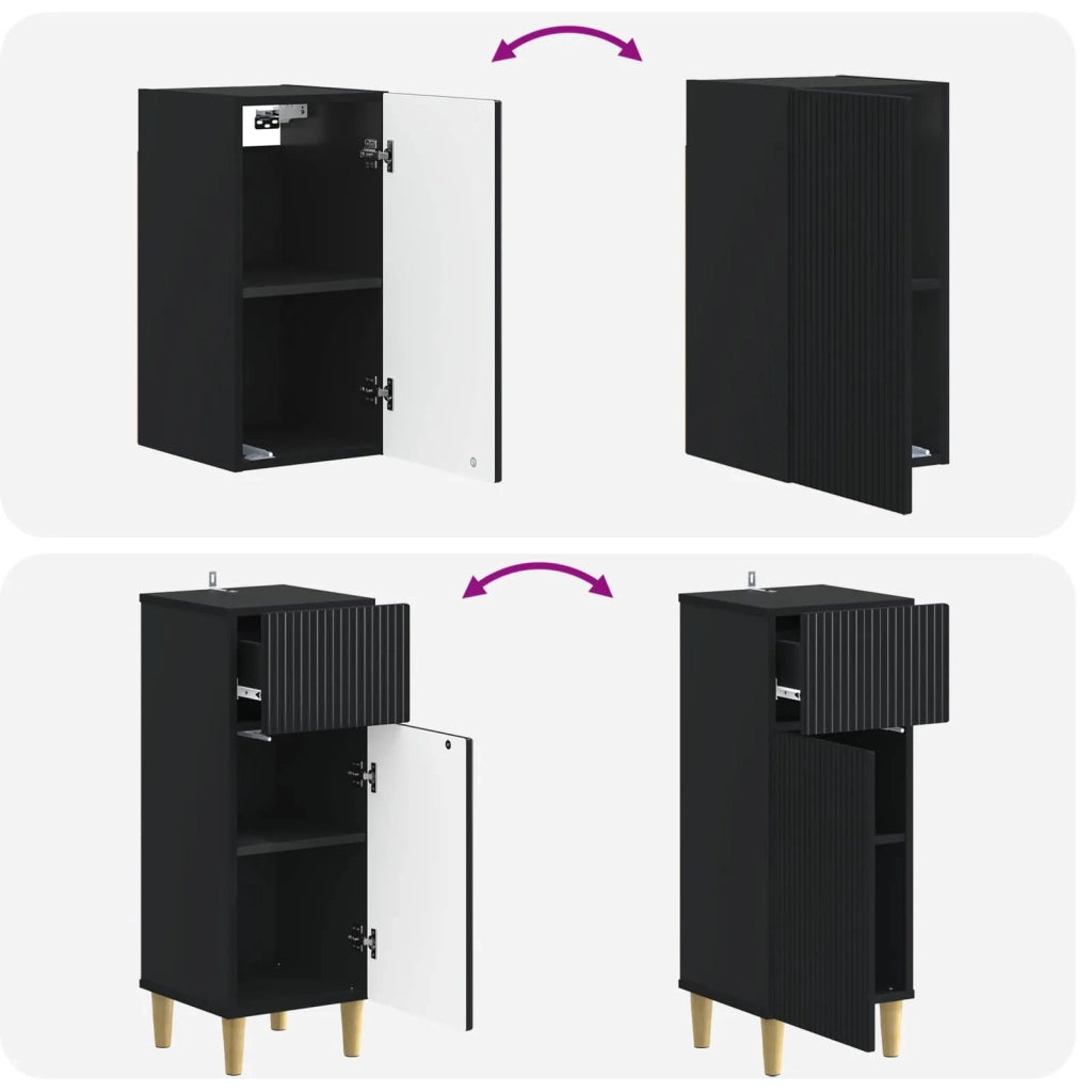 Set di armadietti da bagno in 3 pezzi ARNHEM Nero 3417766