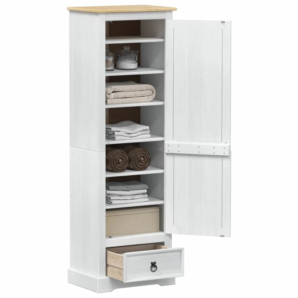 Armadi con cassetto Bianco 55 x 38 x 170 cm Pino massello CFW5557309