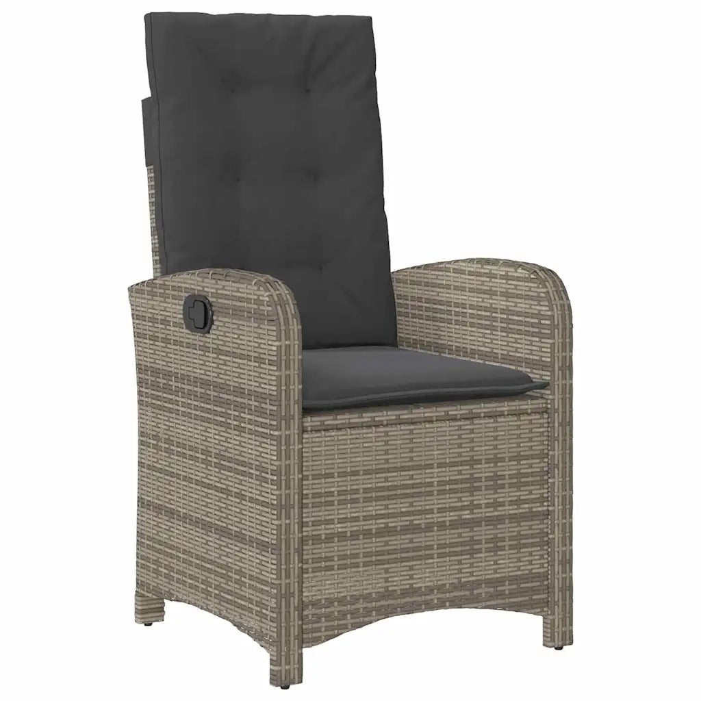 Set da Pranzo per Giardino con cuscino 7 pcs Grigio polyrattan