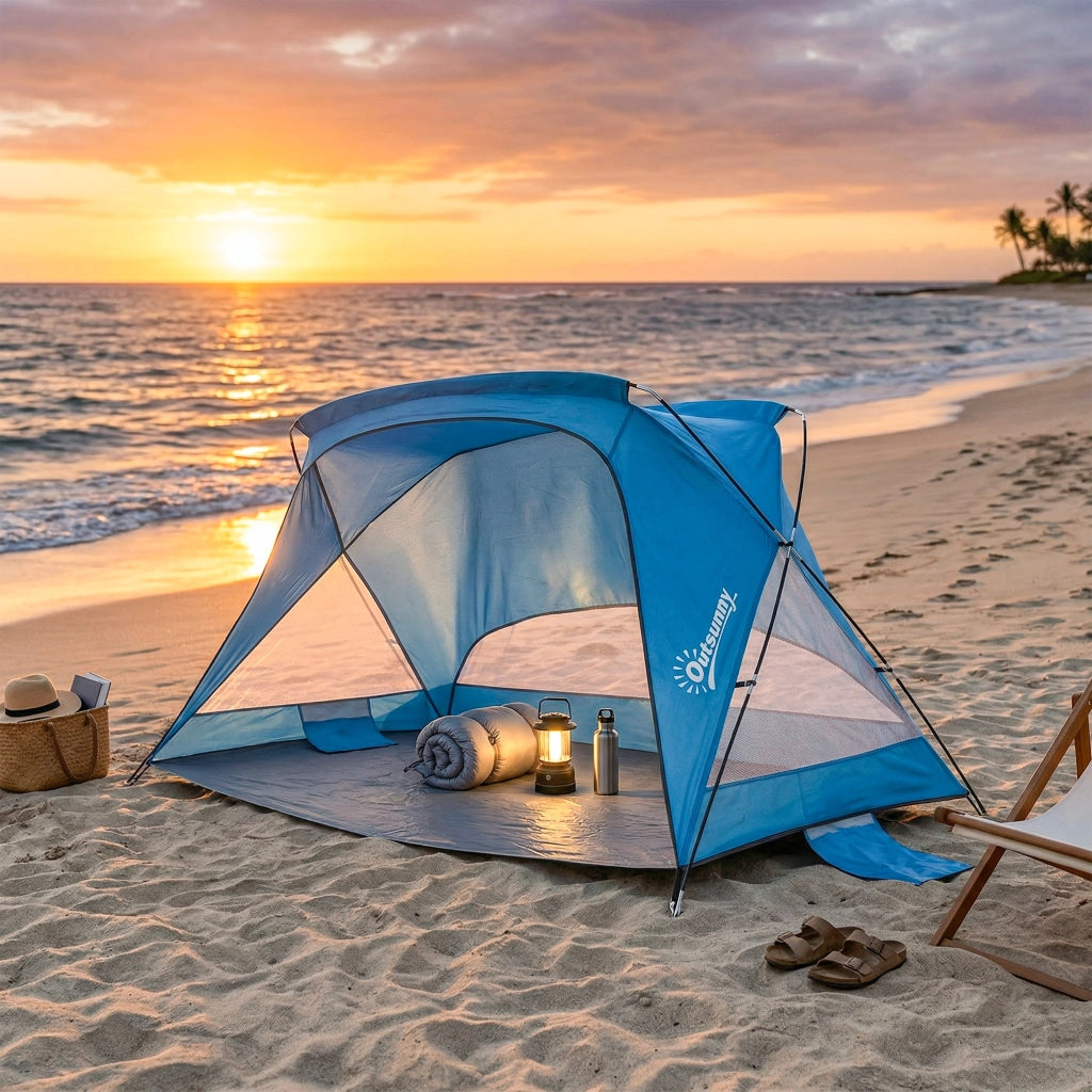 Tenda da giardino per 2-3 persone ¨C zephmum ¨C blu cielo con porta, finestre, sacchi di sabbia, UPF30+ e borsa