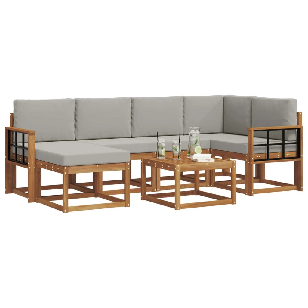 Set di divani da esterno 7 pcs Grigio Naturale e Chiaro 3366684