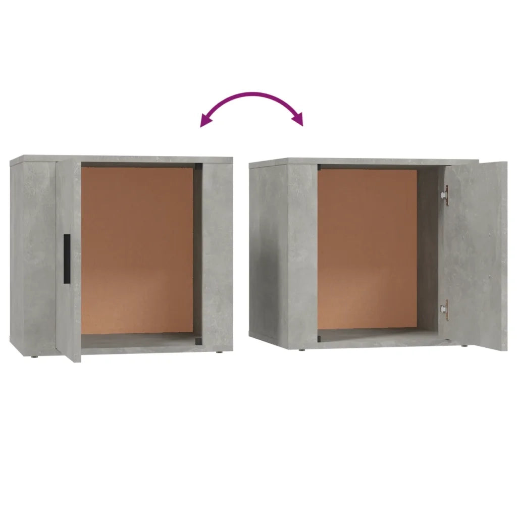 Comodini 2 pz-Set di 2 Tavolino da notte Grigio Cemento 50x39x47 cm