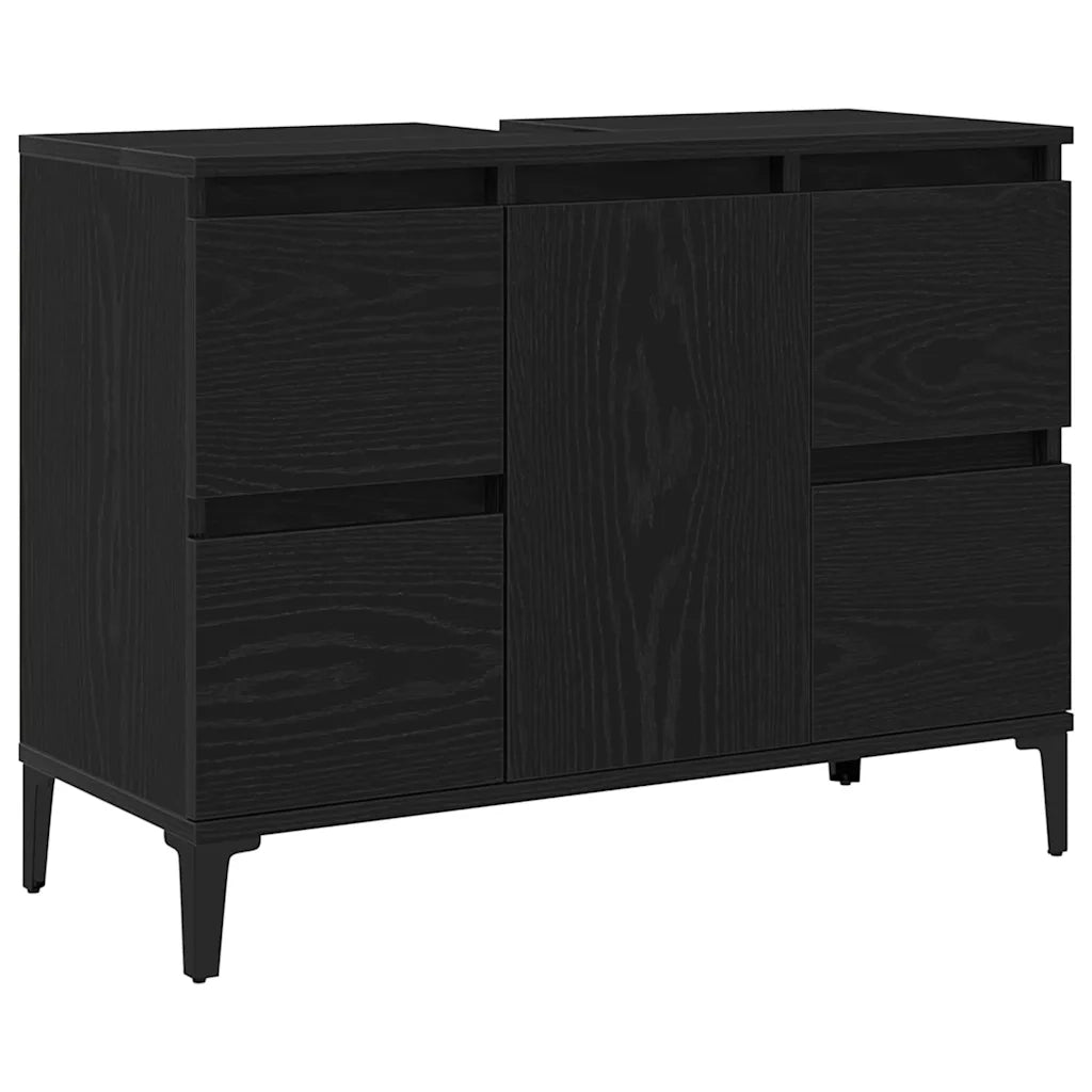 Set di mobili per il bagno Montaggio a parete 3 pcs Rovere Nero 3333091