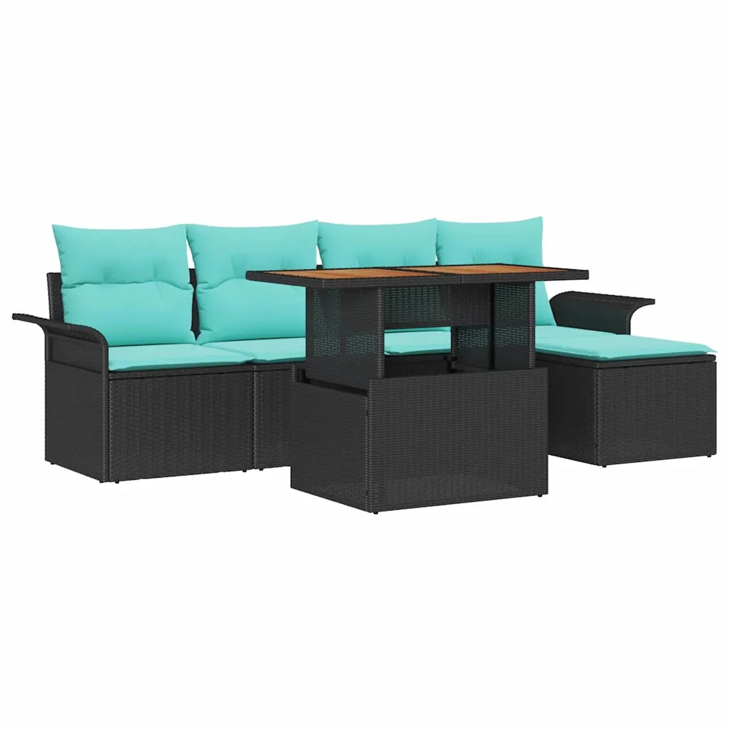 Set Divano da Giardino con archiviazione 6 pcs Nero Poly Rattan 3358062