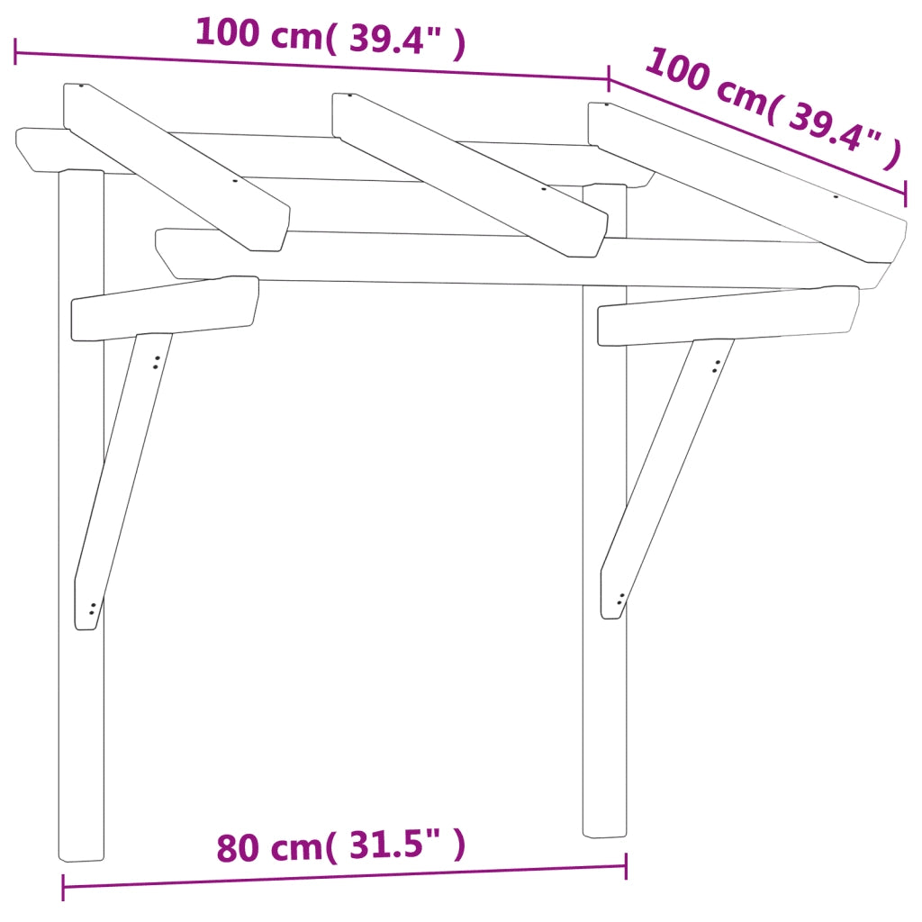 Pensilina per Porta 100x100x100 cm Pino Massello Impregnato cod mxl 15027