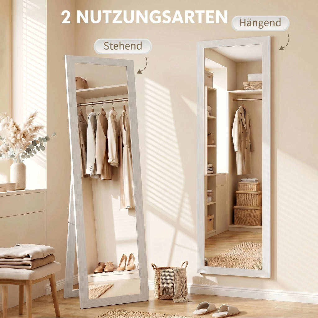 Specchio a Pieno Corpo con Supporto ¨C Minimal ¨C 37x157 cm Bianco