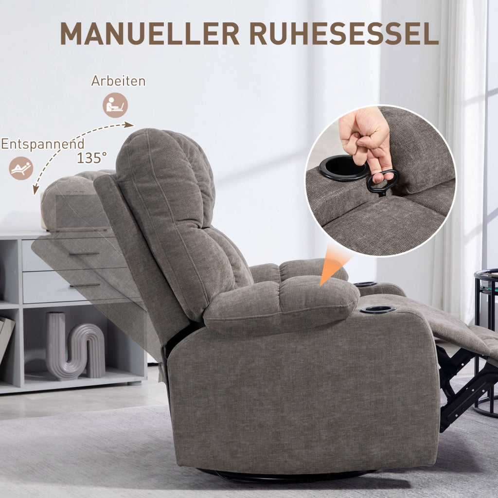 Poltrona relax girevole con poggiapiedi ¨C Minimal ¨C beige chiaro 88x96x108