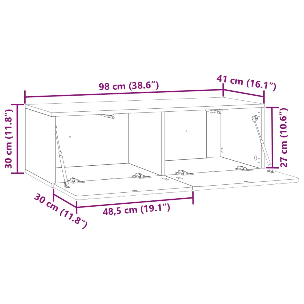 Mobile Porta TV da Muro-Credenza per TV sospesa Rovere Sonoma 98 x 41 x 30 cm 285364