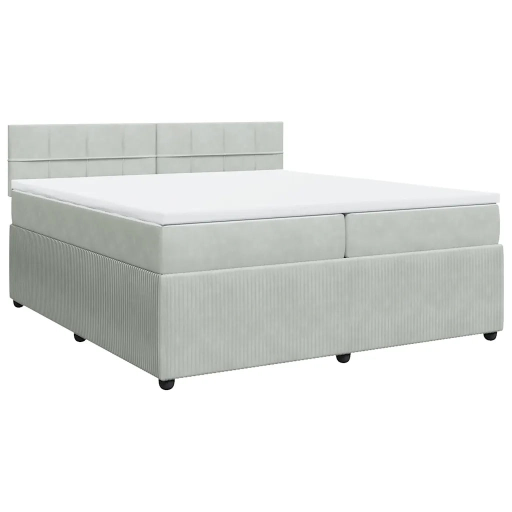 Giroletto a Molle con Materasso Grigio Chiaro 200x200cm Velluto
