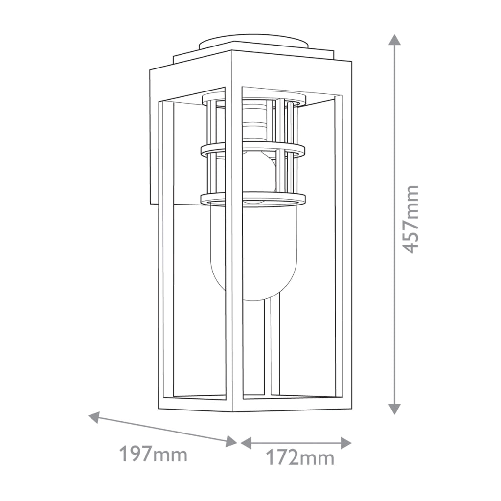Applique esterna industriale nera vetro E27 IP44 HONE Kichler