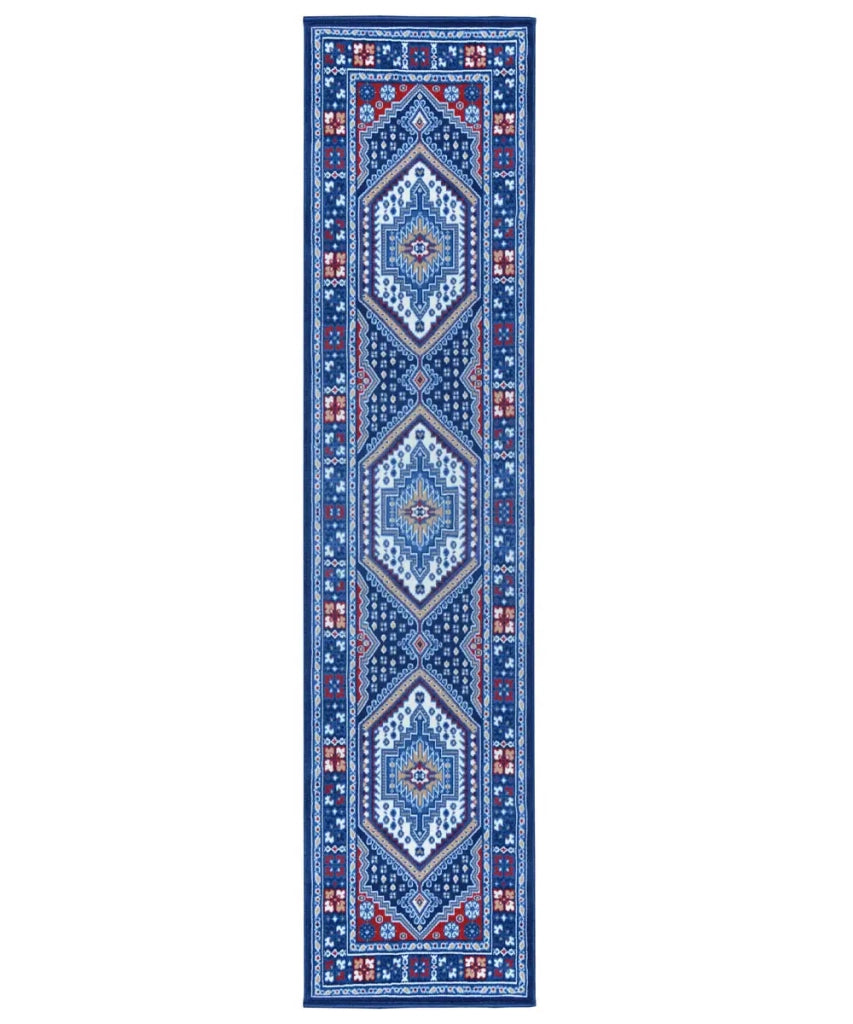 Tappeto passatoia ROYAL SHIRAZ 2065 BLU cm.70x500 motivo moderno geometrico arredo casa corsia arredo casa