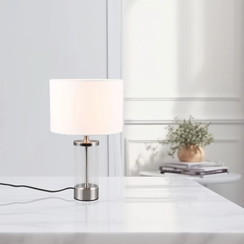 Lampada da tavolo in vetro argento/bianco E14 Grazia RL