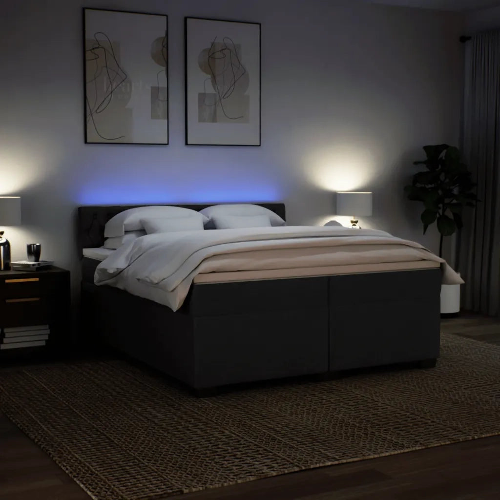Giroletto a Molle con Materasso Nero 200x200 cm in Tessuto 3288304