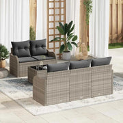Set Divano da Giardino Grigio chiaro polyrattan
