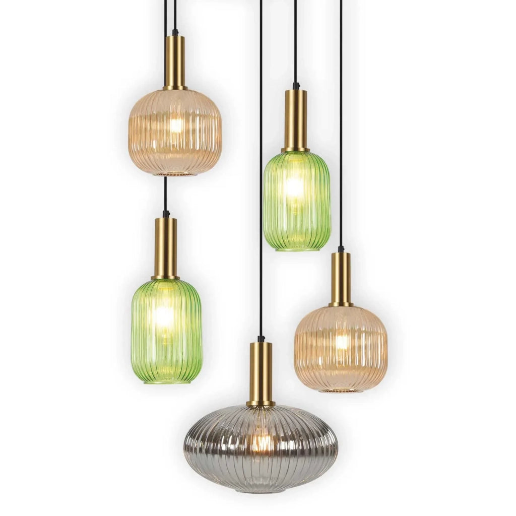 LÚZETE - LÁMPARA DE TECHO 5 LUCES TULIPAS COMBINADAS Ø70 E27 SHELBY