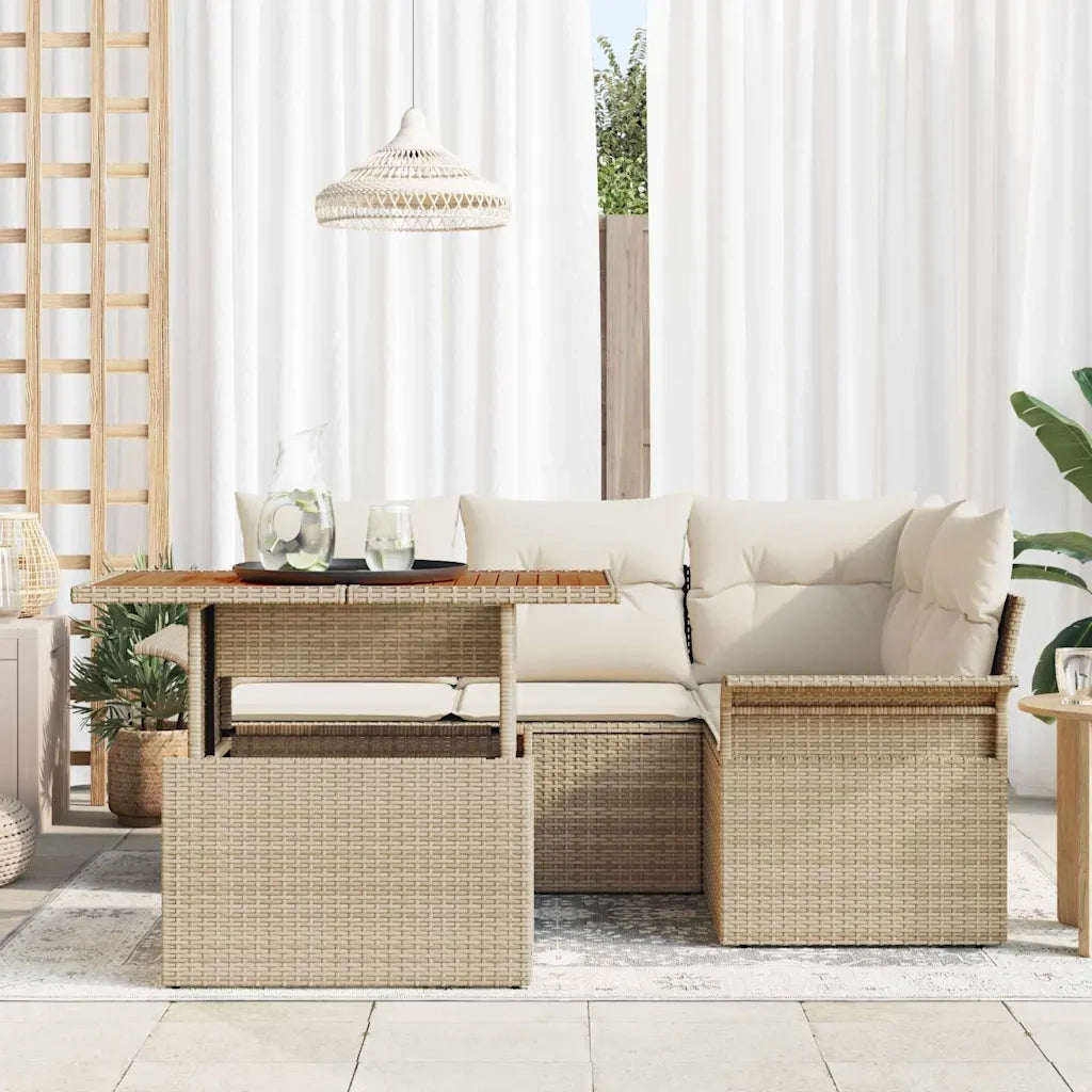 Set Divano da Giardino 5 pcs Beige Poly Rattan 3358066