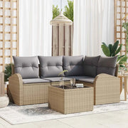 Set Divano da Giardino 5 pcs Beige e grigio chiaro polyrattan