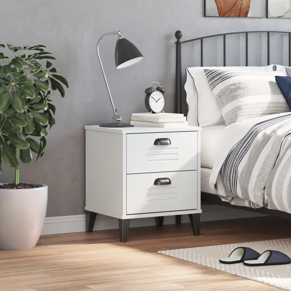 Comodino | Armadio da Notte | Mobiletto da notte VIKEN Bianco in Legno Multistrato