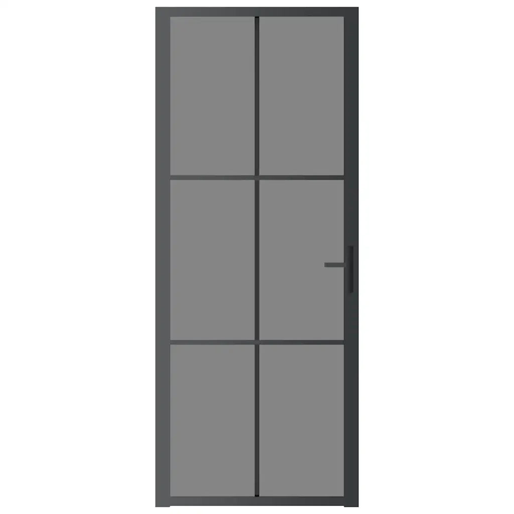 Porta Interna 83x201,5 cm Nera in Vetro ESG e Alluminio 350565