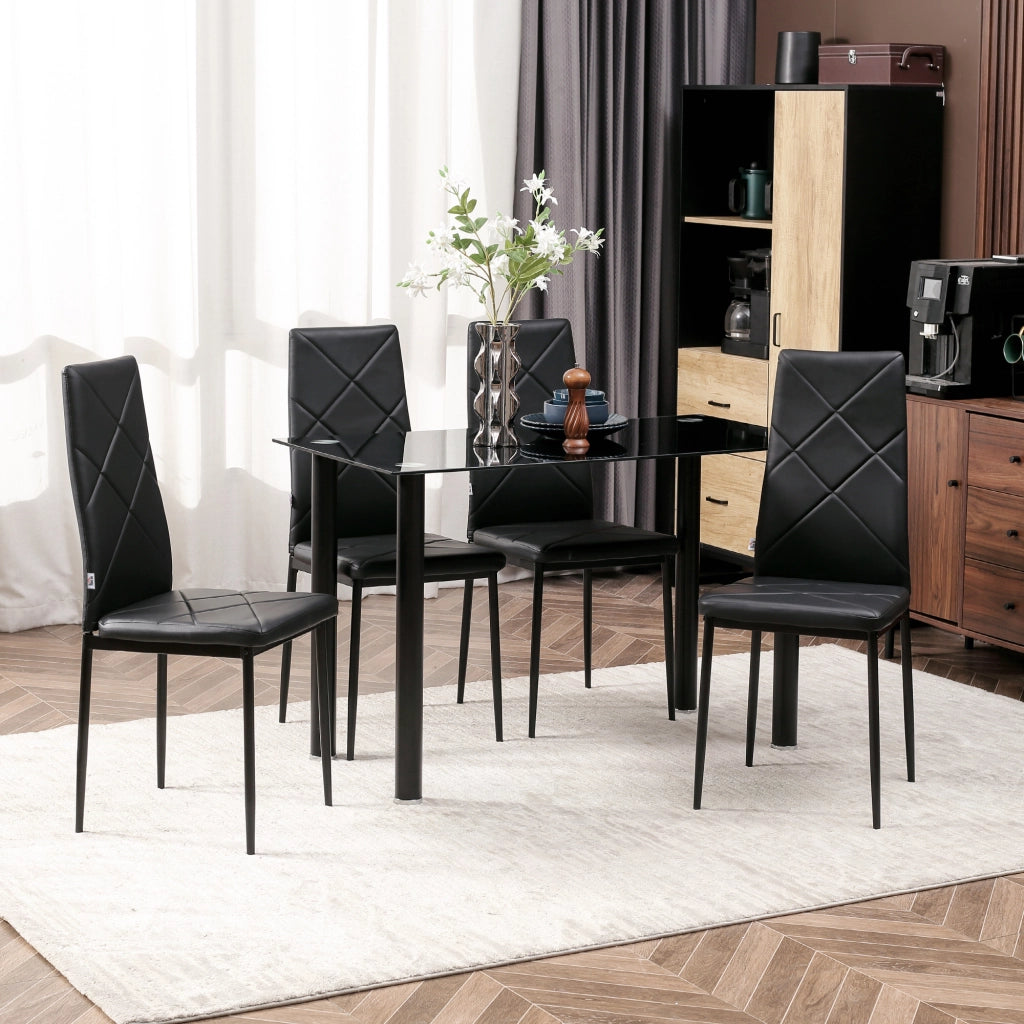 Set 4 Sedie da Pranzo ¨C Xylo ¨C Schienale Alto Rivestimento Sintetico Gambe Acciaio Nero