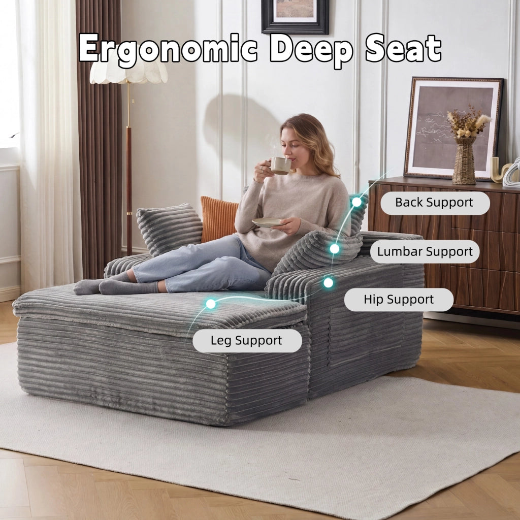 Divano letto con chaise longue ¨C zephmum ¨C grigio