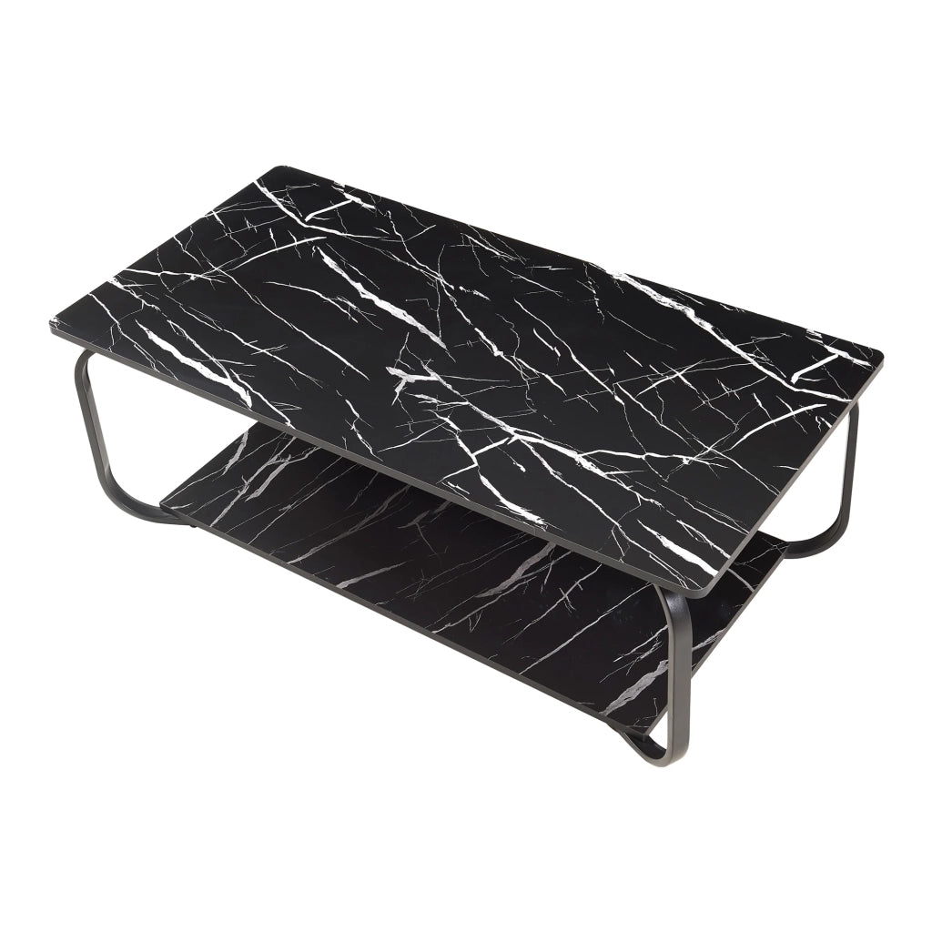 Tavolino/consolle/tavolino laterale 120 x 60 x 43 cm effetto marmo nero 03_0010809