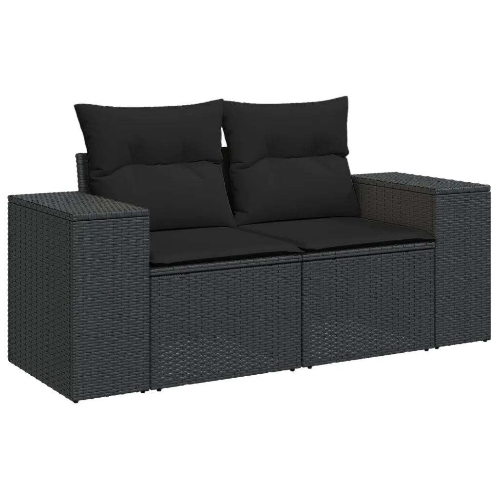Set Divani da Giardino 5 pz con Cuscini in Polyrattan Nero 3222564