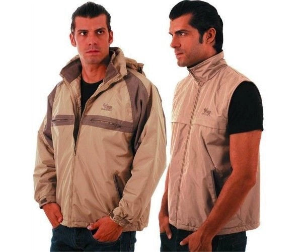 Vigor Blinky Anorak Giaccone 3 in 1 Microfibra Impermeabile Interno Gilet Pile Cappuccio Staccabile Taglia XXL colore Beige