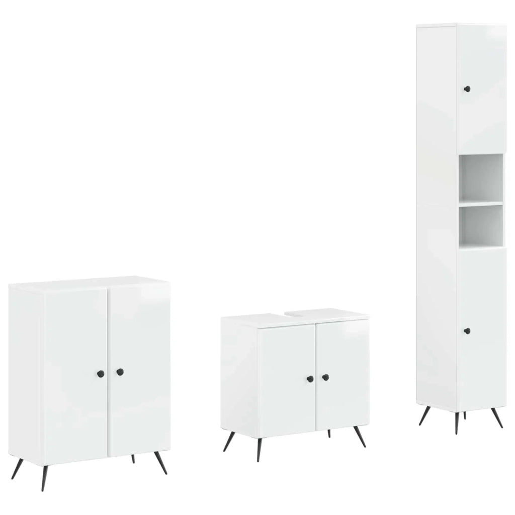 Set di armadietti da bagno in 3 pezzi BREDA Bianco Lucido 3417481