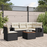 Set Divano da Giardino 6 pz con Cuscini Nero in Polyrattan 3224565