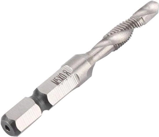 Combinato trapano e punteruolo - Trapano HSS a 6 facce - Tappo in legno - Plastica e alluminio - Trapano per viti 1/4 pollice - Adatto per M5 - Diverse operazioni di fai da te - Nero e color argento