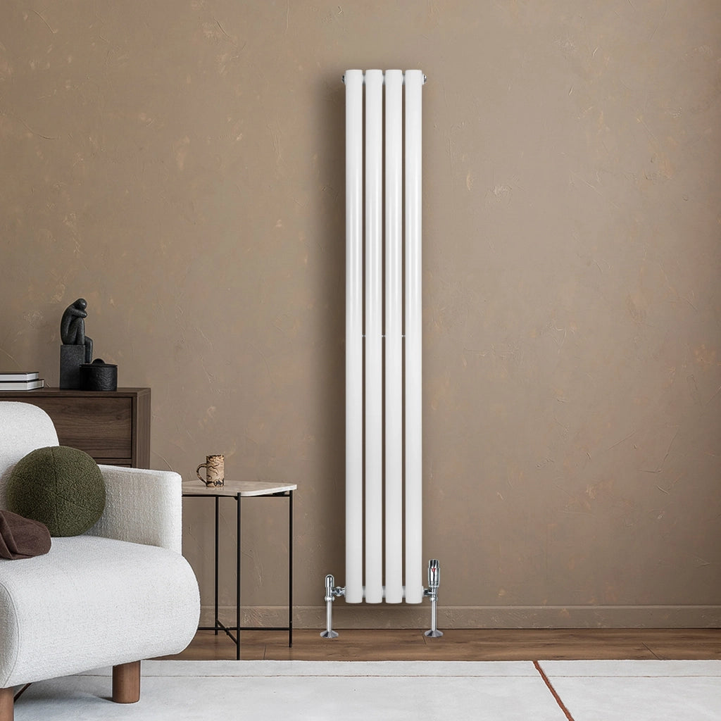 Radiatore Verticale Design Ovale Colonna Singola Bianco 1600x240 mm