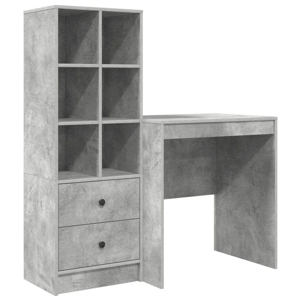 Scrivania con cassetto con lo scaffale 2 pcs Grigio cemento 3337348