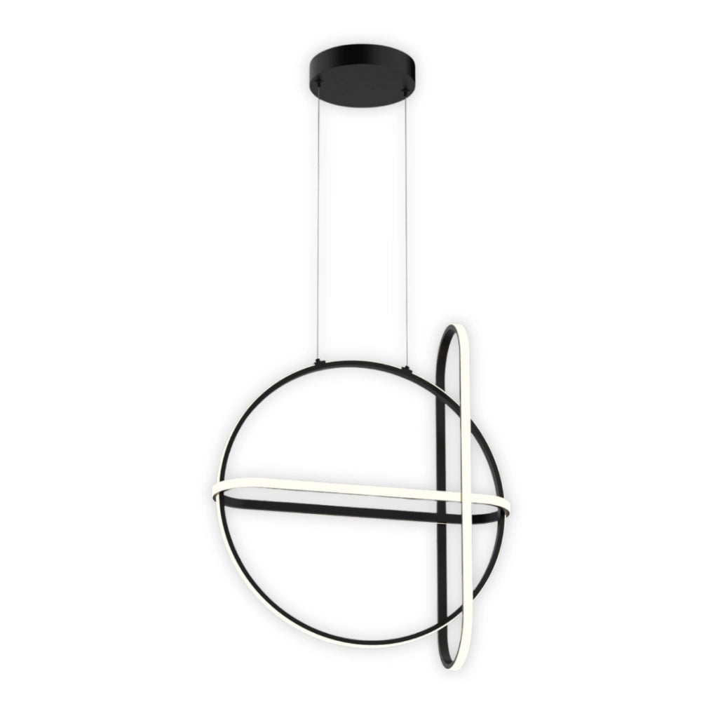 Lampadario LED ad anelli nero 48,6W Italux Cerrila