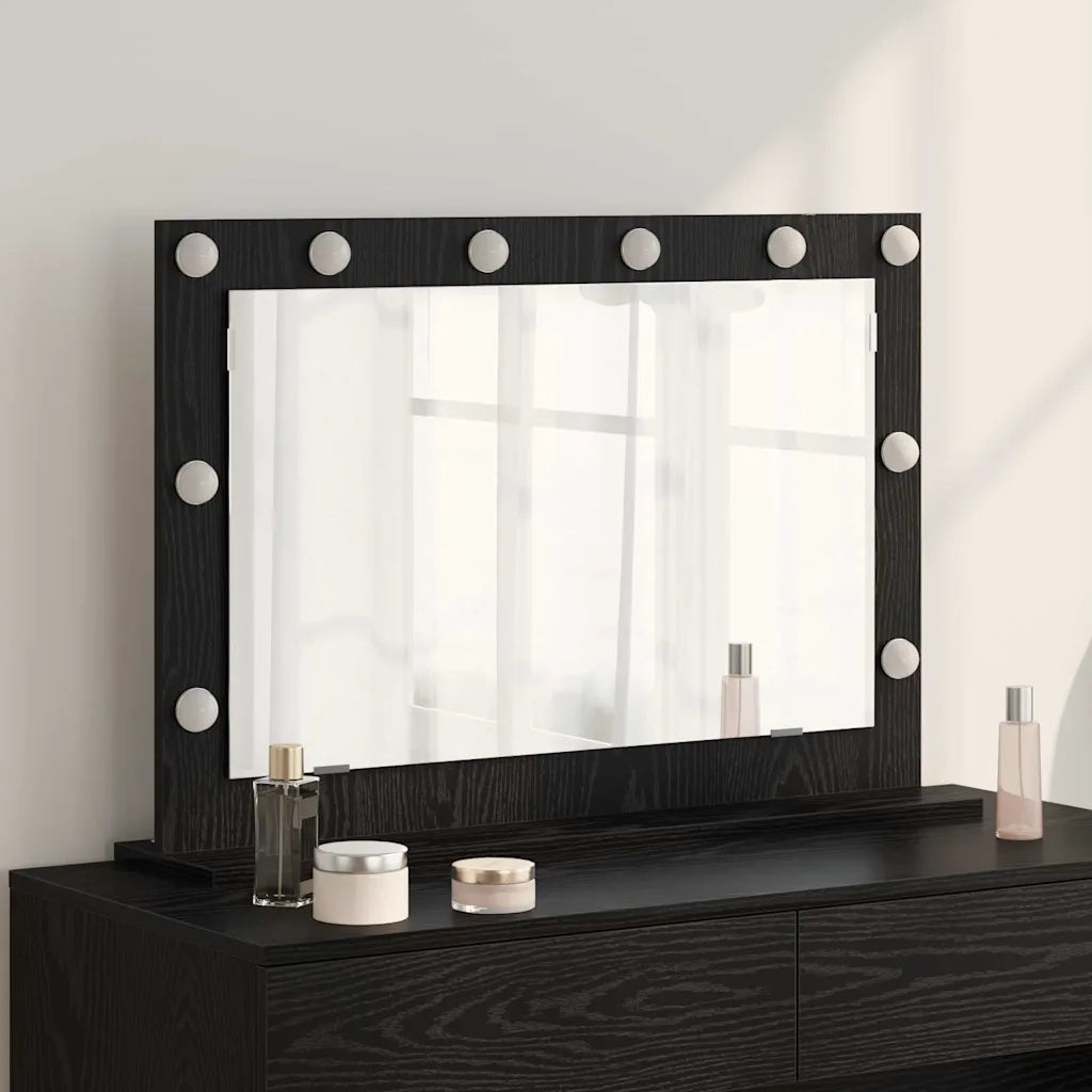 Specchio da Vanit¨¤ Rettangolare Rovere Nero 80 x 15 x 18 cm
