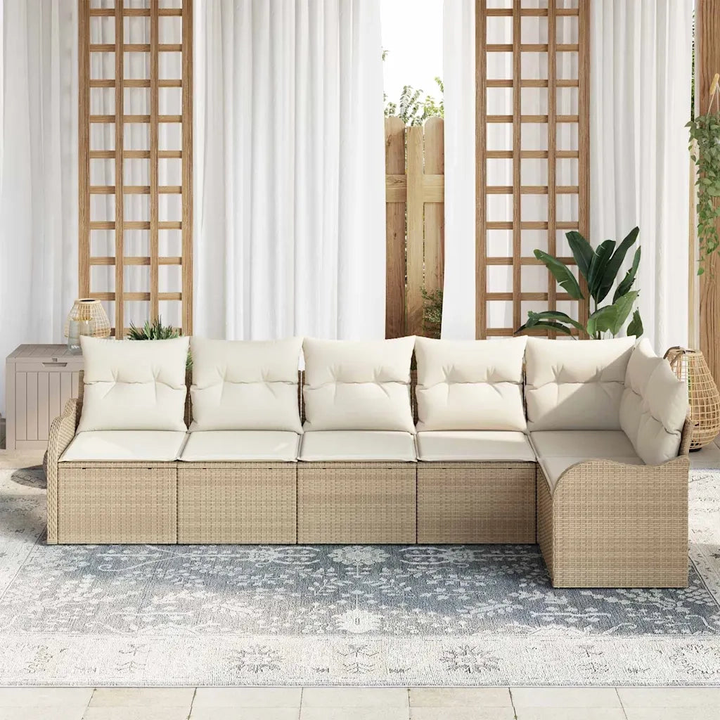 Set Divano da Giardino con archiviazione 6 pcs Beige polyrattan 3354390