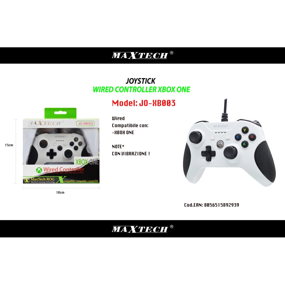 Trade Shop - Joystick Joypad Controller Bianco Per Xbox One Con Cavo Filo Usb Compatibile -