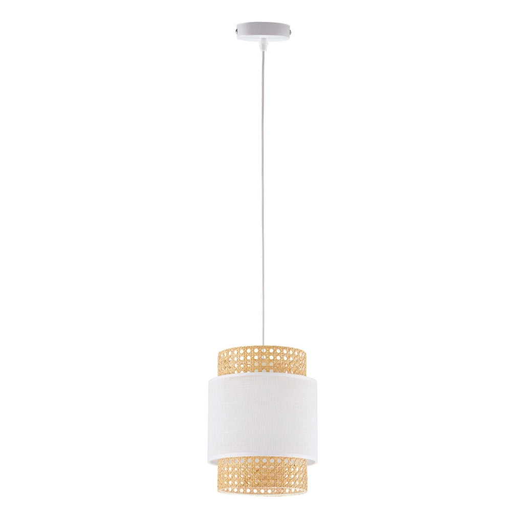 Lampada a sospensione Boho rattan bianca E27 TK 6528
