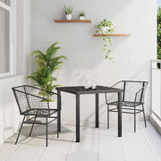 Set da Pranzo per Giardino 3 pcs Nero polyrattan
