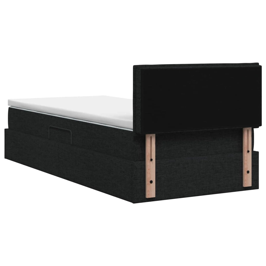 Letto con contenitore LED e materasso Nero 90 x 200 cm Tessuto 3458975