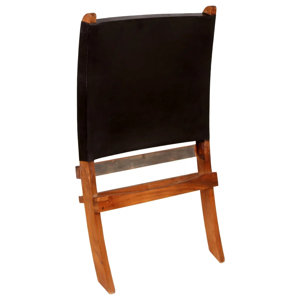 Poltrona Rilassante Pieghevole Nera in Vera Pelle 246364