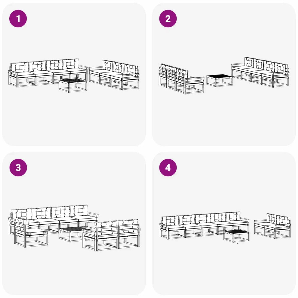 Set di divani da esterno con cuscino 7 pcs Bianco e Beige 3386167