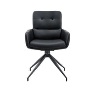 Set tavolo da pranzo e sedie con 1 tavolo rotondo e 4 sedie girevoli in vetro temperato; metallo e PU nero