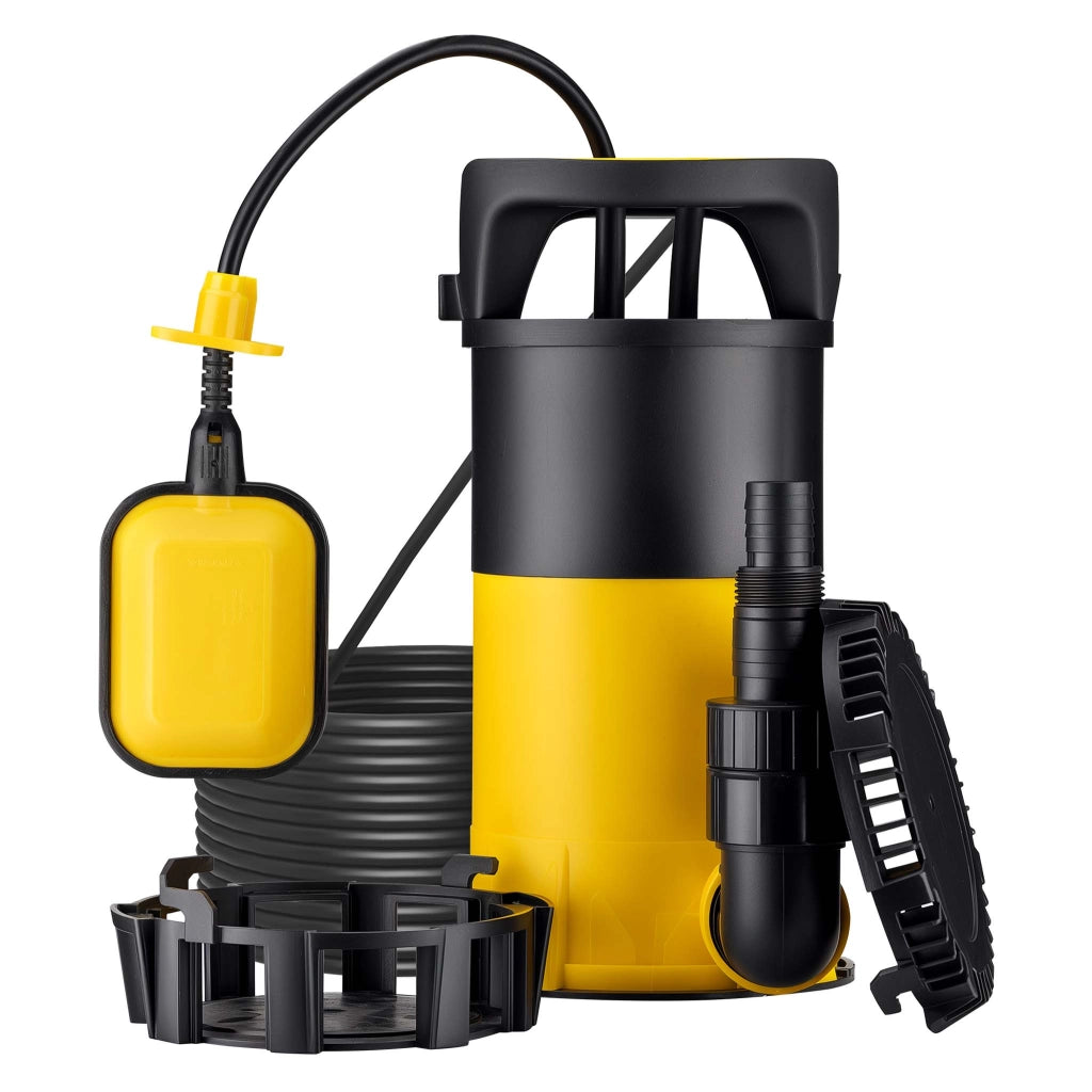 Pompa sommersa ad aspirazione piatta 3in1 750 W, portata 14000 l/h, per acque chiare e scure, con galleggiante e termoregolazione, per cantine, stagni, piscine, pozzi