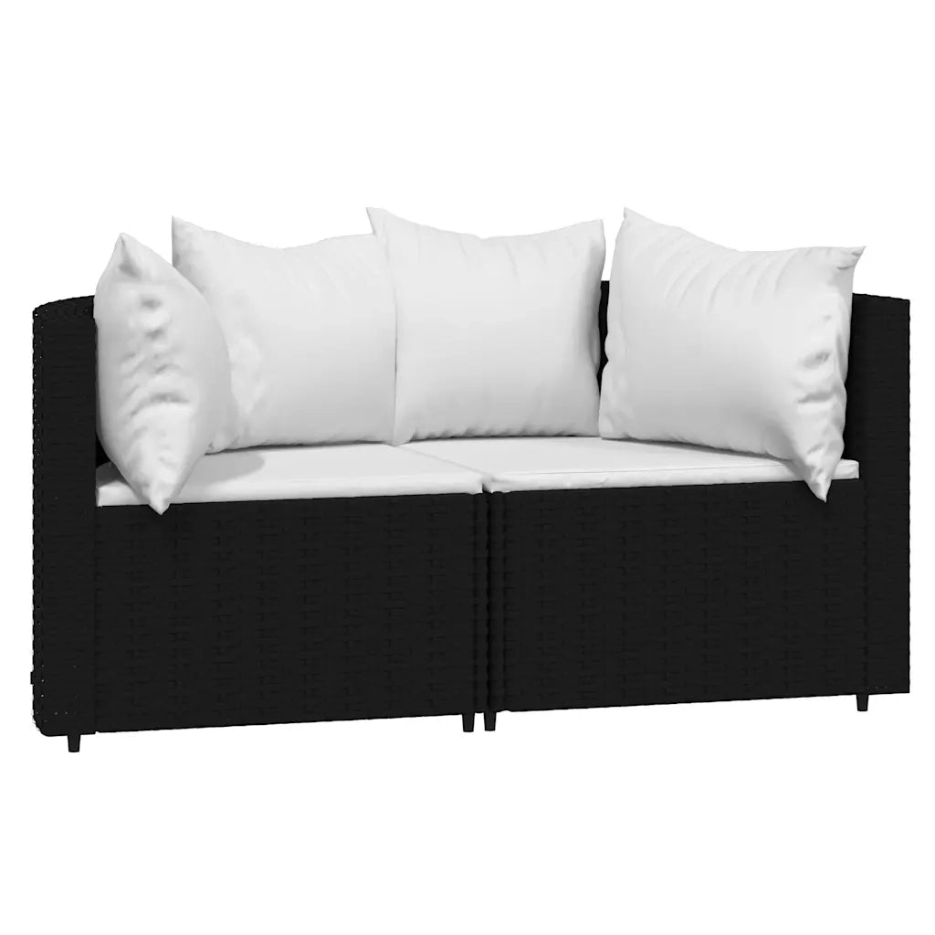 Set Divani da Giardino 3 pz con Cuscini Nero in Polyrattan 319743