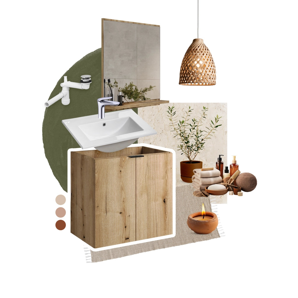 Set mobili bagno 50 cm con lavabo per mobile Dance Nova Oak 50 x 1401 x 40 cm