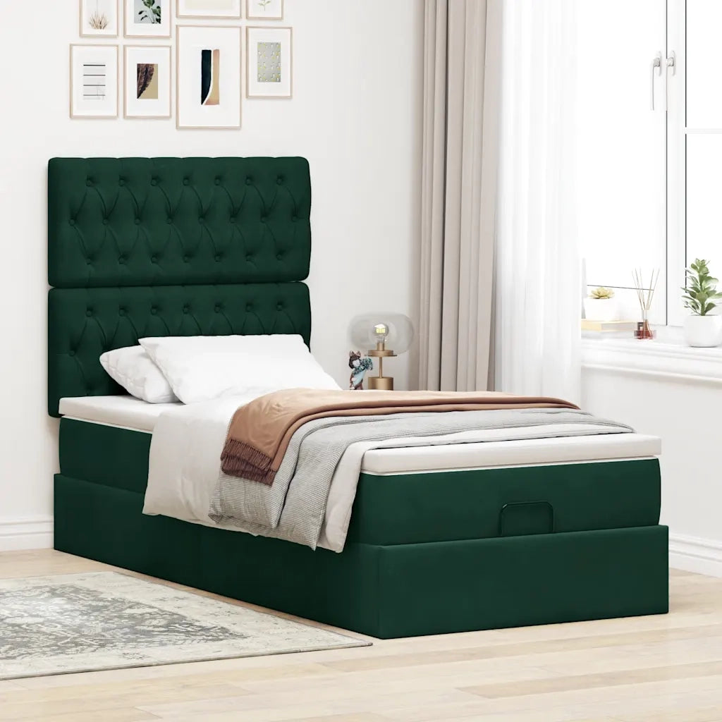 Struttura Letto Pouf con Materassi 90x190 cm in Velluto 3313514