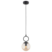 Lampada a sospensione nera sfera ambra 1xE14 10W Alfa