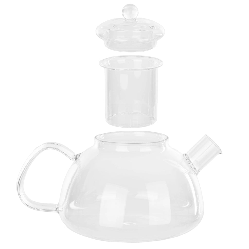 Teiera in vetro resistente al calore KADAX con infusore per tisane da 1,1 l e coperchio.